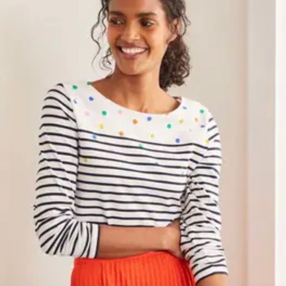 Boden Tops - Boden Breton Long Sleeve Stripe Tee W/Dots Size S